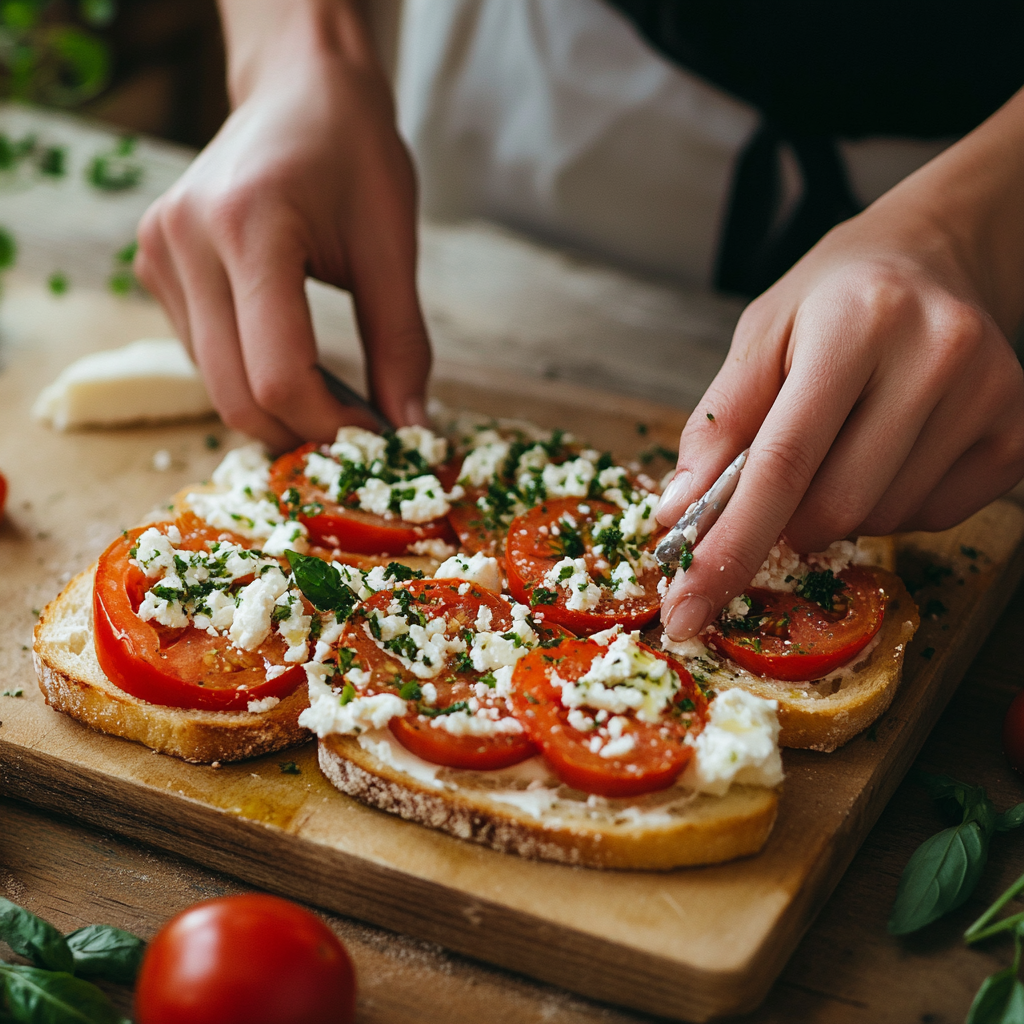 Making toast on a cutting board