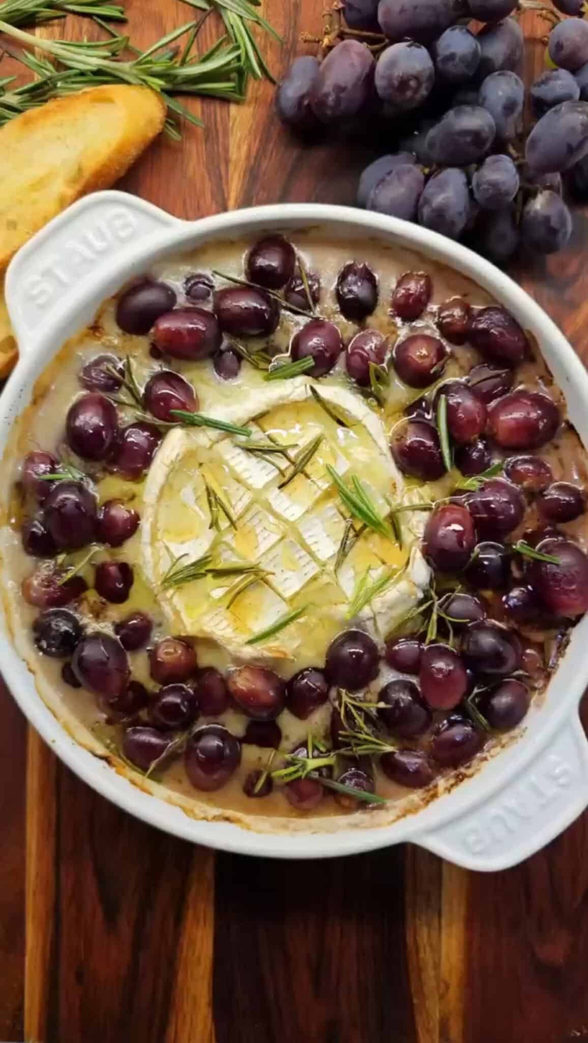 Baked Brie with Grapes (Roasted with Honey & Fresh Herbs)