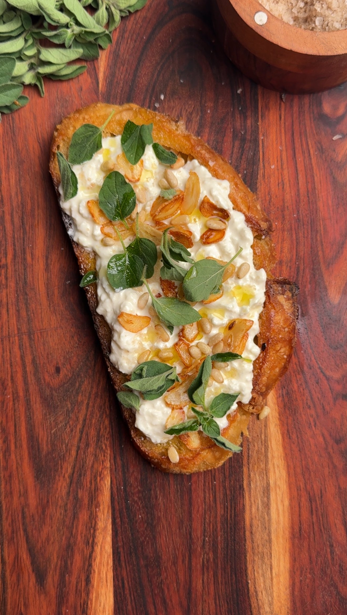 Toast on a wooden board