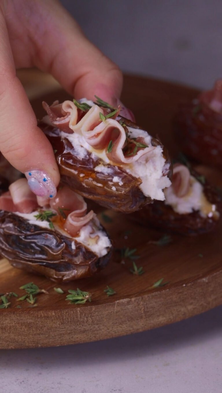 Goat Cheese Stuffed Dates with Prosciutto and Honey